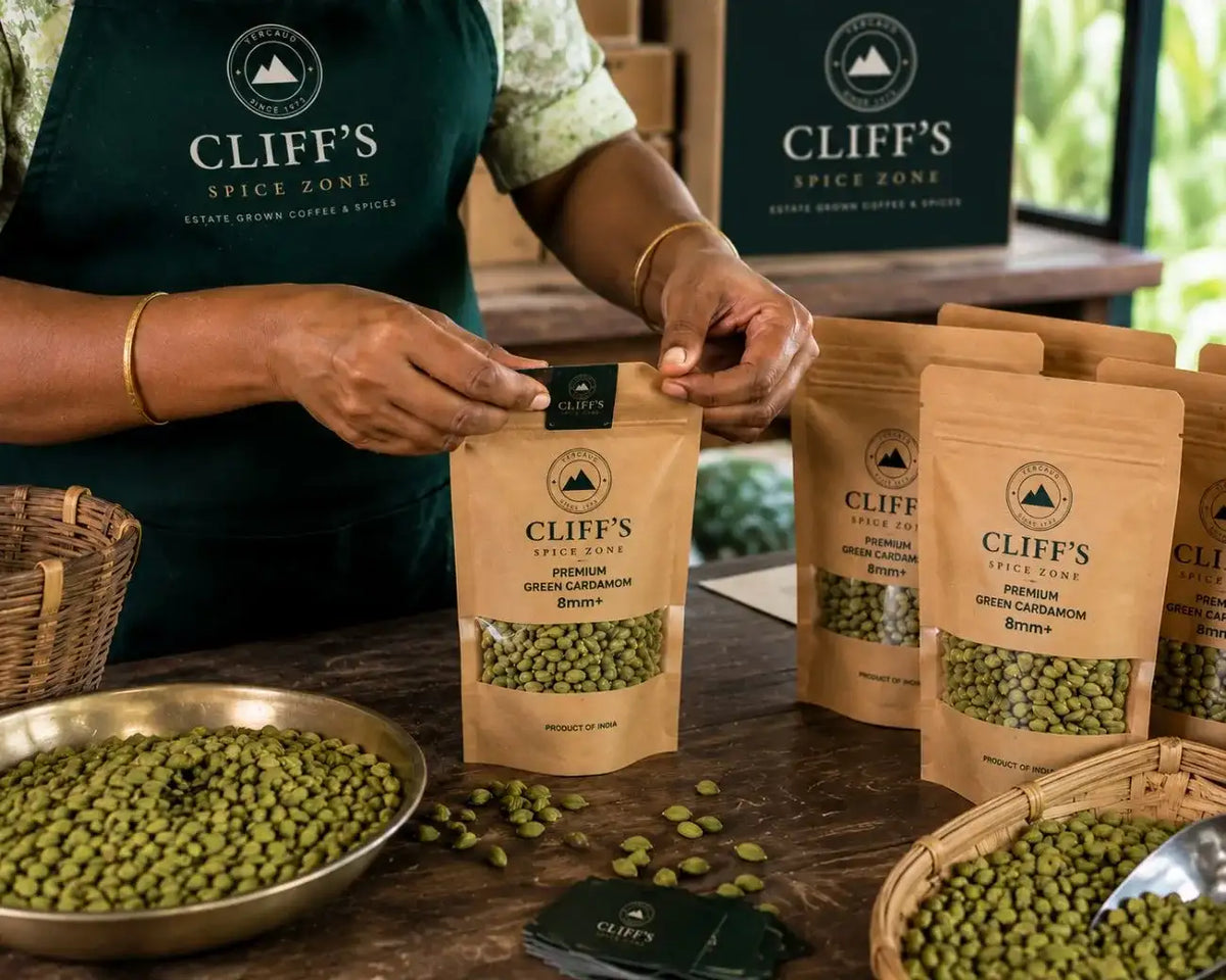 Coffee estate scene with produce from the hills of Yercaud
