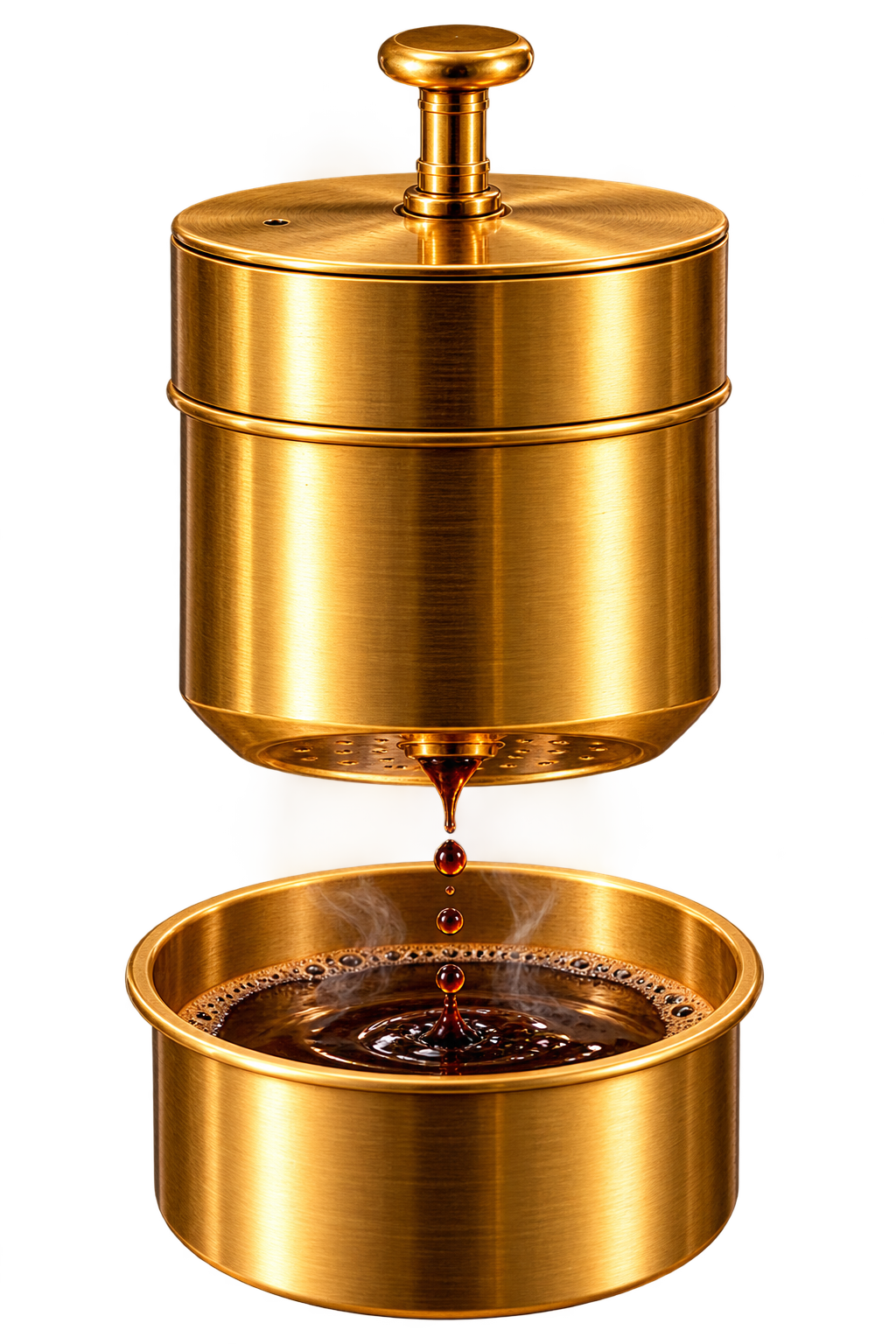 Fresh dark coffee decoction collected in the filter