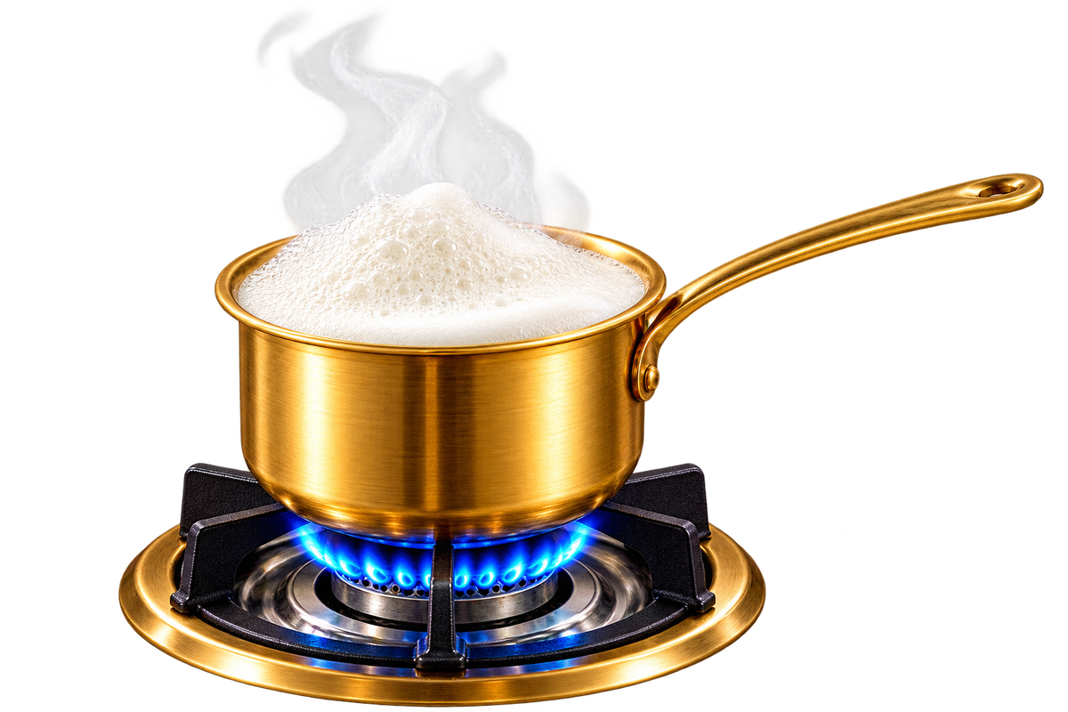 Fresh milk being boiled for filter coffee