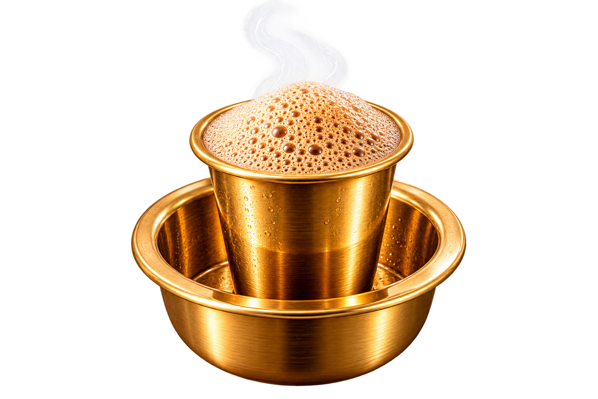 Finished South Indian filter coffee served hot