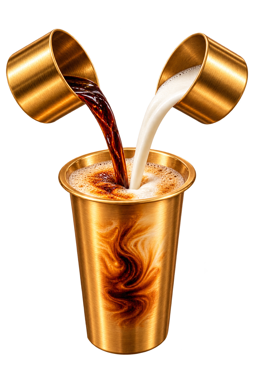 Coffee decoction mixed with hot milk